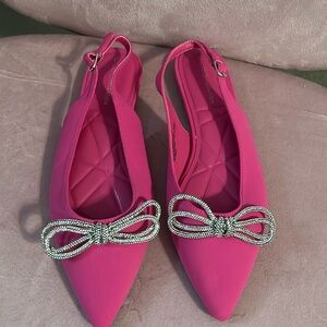 New BCBG Generations pink slingback flats with rhineston bow size 8
